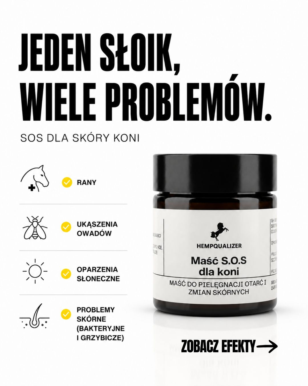 Maść SOS Hempqualizer - zobacz prawdziwe efekty na skórze koni